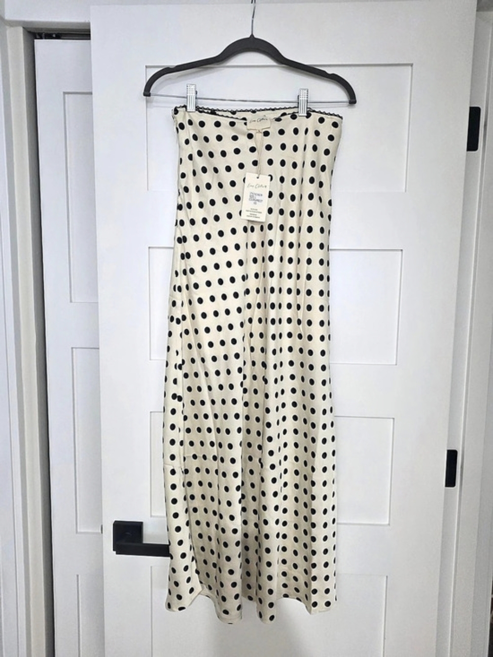 Easy Clothes Ecru Jeanne Polka Dot Skirt Midi Skirt in Cream & Black